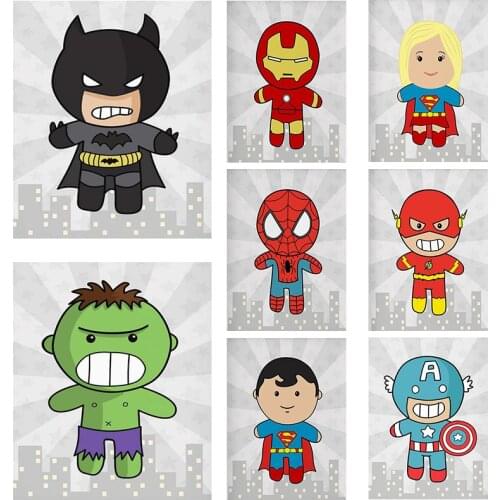 Superhero Canvas Painting Anime Poster Spiderman Captain America Hulk Batman HD Picture Living Room Home Decoration Painting