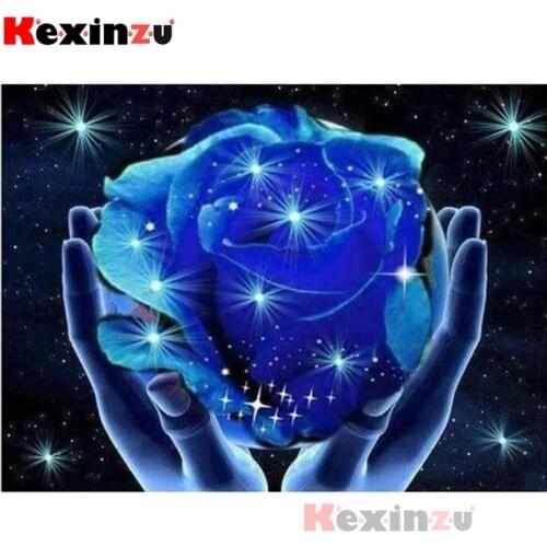 Kexinzu Full 5D DIY Square/Round Diamond Painting"blue Rose"3D Embroidery Cross Stitch Mosaic diamondpainting Gift K@#555