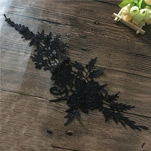10 Pieces/5 Pairs 40*15cm 2 Colors Delicate Wedding Head Ornaments Lace Applique Sewing Lace Trim Dress DIY