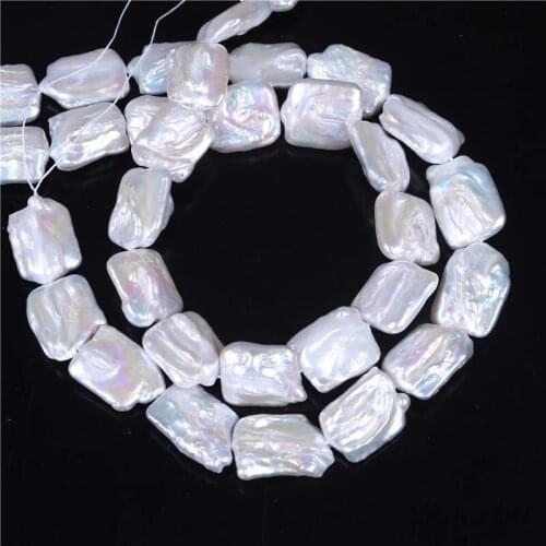 White Genuine Freshwater Pearl Square Bead