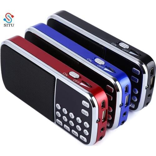 L-088 Portable FM Radio Speaker Digital Stereo Mini Music Player with TF Card USB AUX Input Sound Box With Flashlight