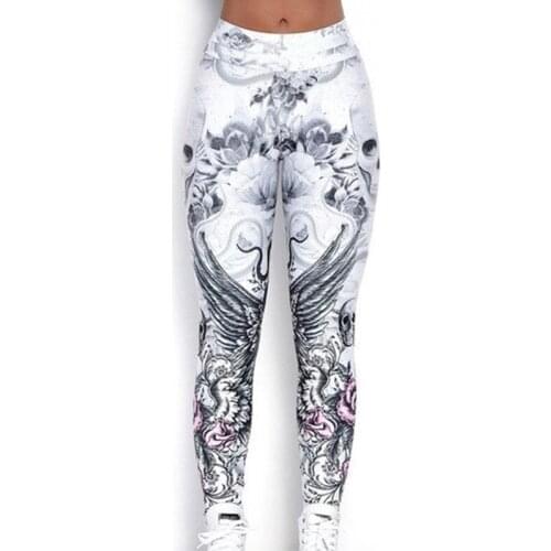 Female Compression Leggings 2021 Womens Fitness Leggings Push Up Skull Print Elastic High Waist Women Pants Ankle Length Casual