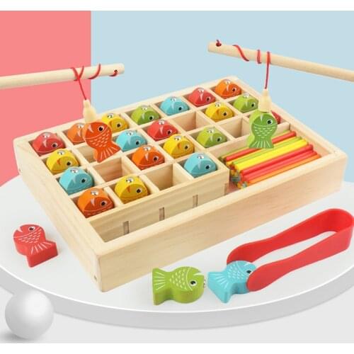 Montessori Educational Wooden Toys Kids Toys Count Magnetic Fishing Game Math Toy Early Learning Educational Toy For Children