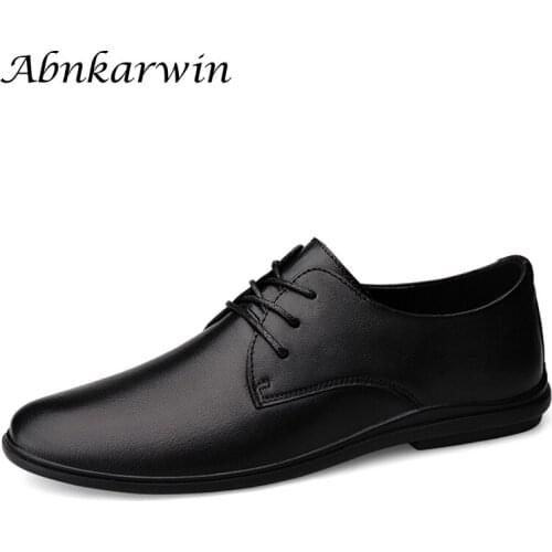 Men Office Shoes Genuine Leather Business Casual Formal Dress Elegant Wedding Italian Style New 2021 Black Brown Round Toe
