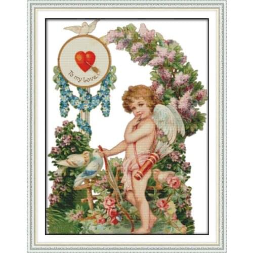 Angels Love Home Decor Printed Canvas DMC 14CT 11CTfabric Counted Cross Stitch Kits Embroidery Needlework Kits Threads Crafts