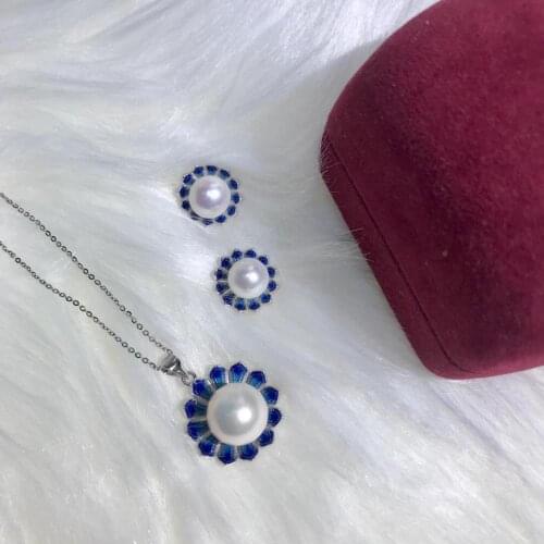 Flower 925 Sterling Silver Pendant Earrings Mountings Findings Base Jewelry Set Mounts Settings Parts for Pearls Beads Crystal