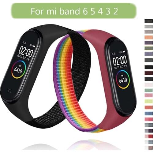 Nylon Loop Strap for Mi band 6 5 4 Sport Watchband correa xiaomi mi band 5 4 3 2 Replacement Bracelet Wristbelt Miband 6 5 belt