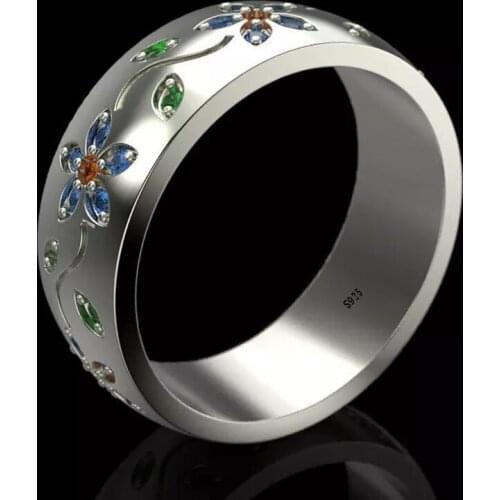 New Color Pattern Ring, European and American Fashion Creative Petal Ring
