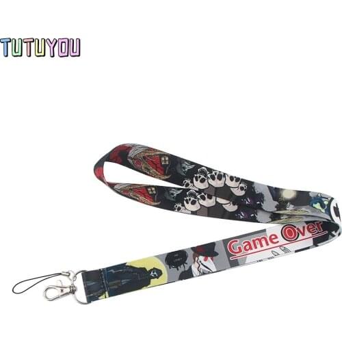 PC2695 High Quality Game Over Skeleton Creative Lanyard ID Card Pass Gym Mobile Badge Holder Lanyard Key Holder
