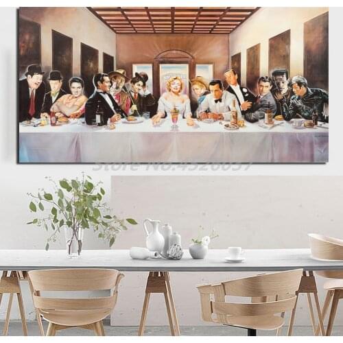Hollywood Legends Last Supper Poster Marilynes Monroes Canvas Painting Oil Print Poster Wall Art Picture For Living Room Decor