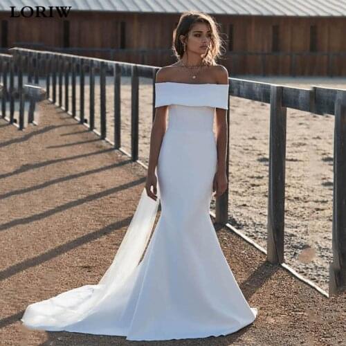 Lorie Mermaid Wedding Dress Satin Off The Shoulder Bridal Dresses Sexy Backless Wedding Gown Vestido de novia