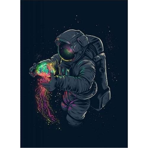 Full Square round 5D Diy Diamond Painting Cross Stitch Kits Astronaut Spaceman Space Picture Of Rhinestones EmbroideryZP-1784
