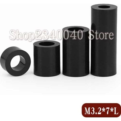 M3.2*7*L Black White ABS Rround spacer standoff Nylon Non-Threaded Spacer heightening washer Round Hollow Standoff Washer