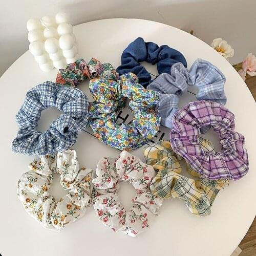 Flower Print Scrunchies For Girls Elastic Hair Bands Hair Styling Tools Hair Accesssories Hair Ring Hair Wear Headdress