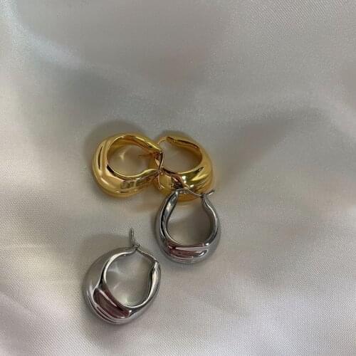European and American gold and silver irregular u-shaped metal ear hoop earrings minimalist fashion trendy temperament