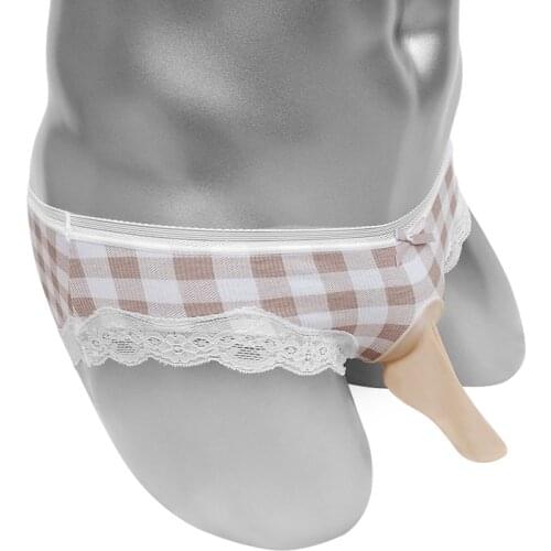 Sissy Pouch Panties Sexy Lingerie Floral Lace Mens Briefs Underwear Plaid Cotton Erotic Penis Sheath Bikini Funny Crazy Shorts