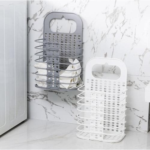 Foldable Laundry Basket Portable Plastic Hanging Laundry Hamper Basket With Handle Dirty Clothes Storage Hamper Bucket