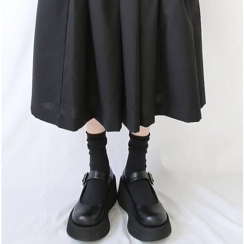 Platform Mary Jane Shoes Female Pu Retro French Lolita Shoes Jk Shoes Loli Shoe Spring New Round Head Japanese Goth Chunky Heels