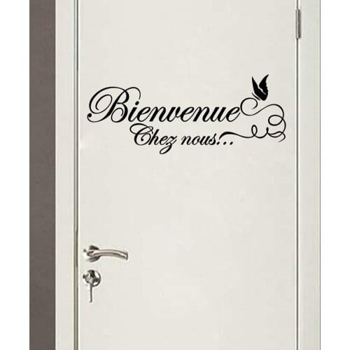 French Quote "welcome" with Butterfly Vinyl Wall Sticker Decal Mural Wall Art Wallpaper Living Room Home Decoration Poster