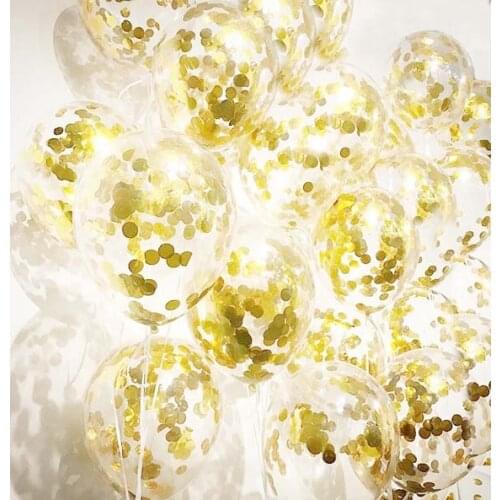 10Pcs Clear Balloons Rose Gold Colour Confetti Ballons Helium Baby Shower Baloon Inflatable Ball Birthday Deco Wedding Decor