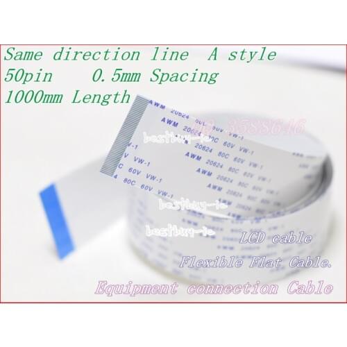 0.5mm Spacing +1000mm Length +50Pin A / same direction line Soft wire FFC Flexible Flat Cable. 50P*0.5A*1000MM