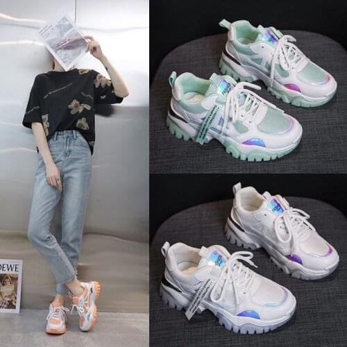 2020 spring and autumn new thick-soled breathable all-match sports casual shoes color matching old shoes female trend X303