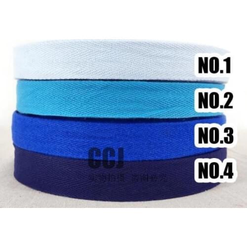 2.5cm Diy accessories color bag webbing COLOR herringbone/ twill cotton tape/Cotton webbing 50yards/pack