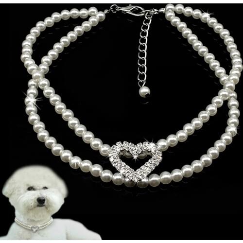 Dog Accessories Small Dog Cat Collars For Chihuahua Yorkshire Pug Rhinestone Pearl Pet Collar Necklace Pendant Pet Supplies