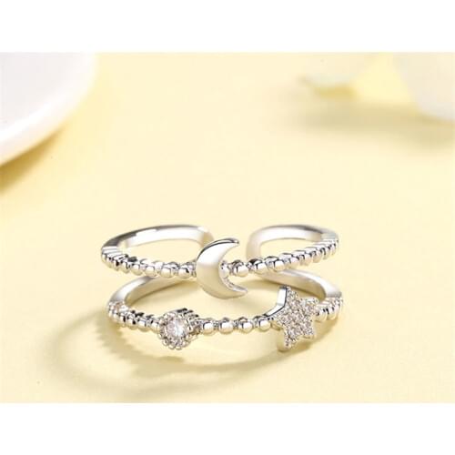 Eternity Antique Bridal Sets Wedding Rings For Girls Women Moon Star Fashion Ring Stacking Cubic Zircon Jewelry Rings