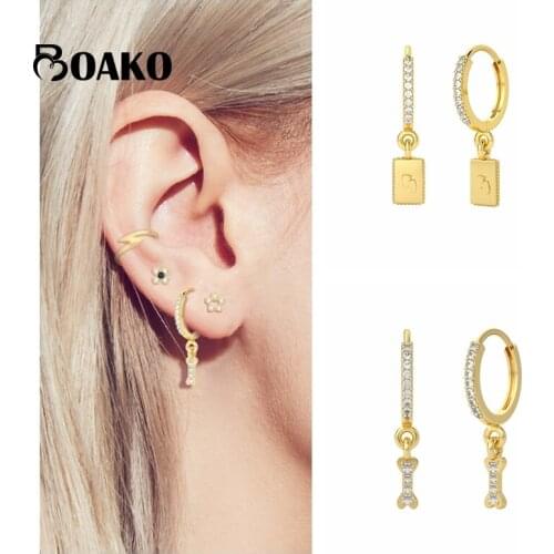 BOAKO Huggie Earrings 925 Sterling Silver Earring For Women Design New Pendientes Piercing Ohrringe Zircon Hoop Earing Jewelry