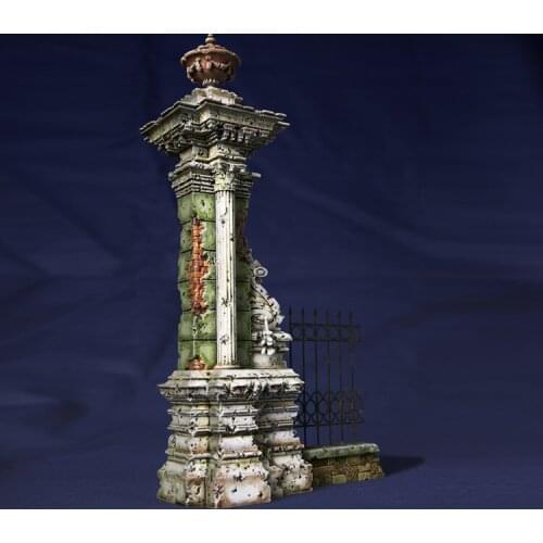 Crazy King 1/35 resin scene GK white model hand model European architecture ruins series war military 05