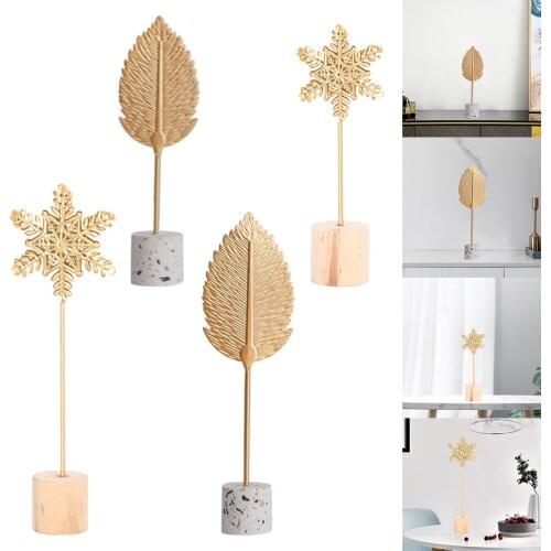 Snowflake Leaf Decorative Sculptures Ornaments Collecitble Figurines Metal Statues for Office Desktop Cabinet Living Room Decor