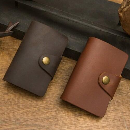 Handmade cowhide card holder, mens leather anti-degaussing bank card holder, womens multi-card slot, 26 card holders