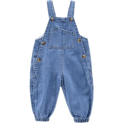 2021Korean Toddler Infant Boys Long Pants Denim Overalls Baby Girls Jeans Jumpsuit Clothes Outfits Trousers Children Cute Romper