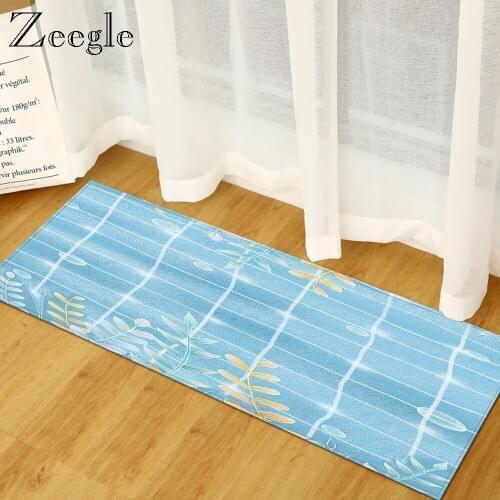 Zeegle Long Doormat Non-Slip Kitchen Carpet Anti-slip Floor Carpet Dustproof Hallway Floor Carpet Living Room Decoration Carpet
