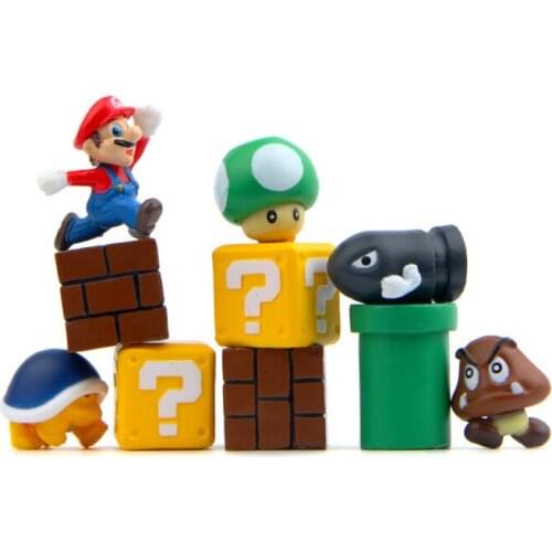 10PCS Super Mario Bros Figures Lot Jouet Mario Figure Toys Bullet Mushroom Tortoise Creative Toys Model Action Figure 1.3~2.5CM