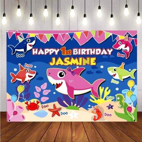 Customized Shark Backdrop Baby Shower 1st Birthday Party Underwater World Photography Background For Photo Studio