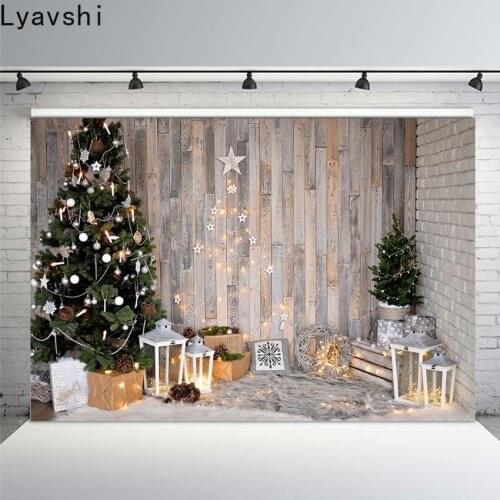 Lyavshi Christmas Winter Snow Wreath Tree Door Home Decoration Holiday Family Celebration Photography Background