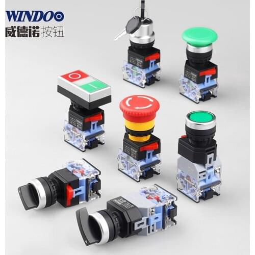 22mm Plastic Mushroom DPST Emergency Stop push button on-off key knob switch 10A current LAY38 Latching Self Lock momentary