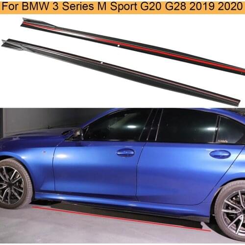 Car Body Kits Side Skirts Extension Lips For BMW 3 Series G20 G28 M Sport 2019 2020 Door Side Skirts Extension Lip Carbon Fiber