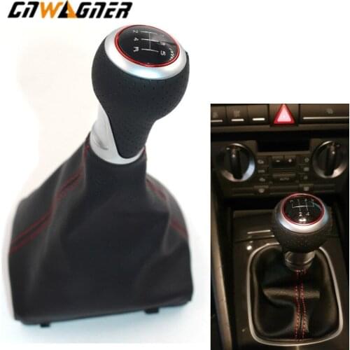 Leather Car Auto Gear Shift Knob 5 6 Speed Lever Stick Gaiter Boot Cover For Audi A4 S4 B8 8K A5 8T Q5 8R S Line 07-15