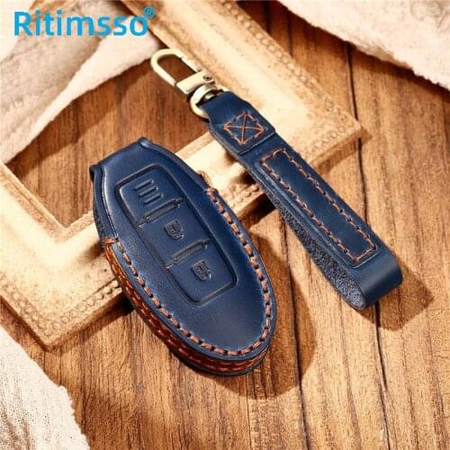 Leather Key Case Cover For Nissan Rogue X-Trail T31 T32 Altima Maxima Sentra Infiniti EX35 FX35 FX50 QX56 QX50 QX70 2007-2018