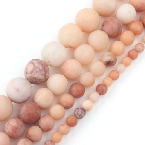 Natural Dull Polish Matte Pink Aventurine Jades Stone Beads Round Loose Bead For Jewelry Making DIY Perles Bracelet 4 6 8 10mm