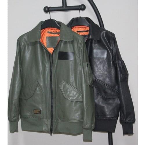 Free shipping.Classic flight genuine leather jaket.men MA-1 quality goatskin coat,Plus size leather outwear.sales
