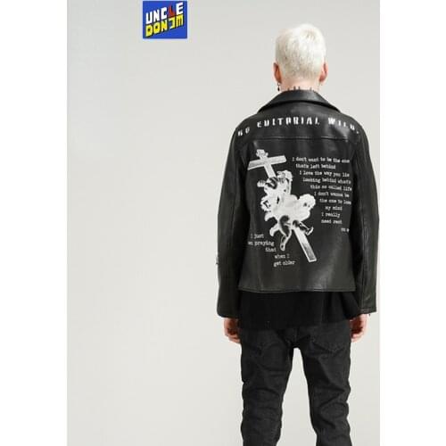 UNCLEDONJM PU leather jacket biker jacket fashion 2021 homme men fur jacket high street Faux Leather winter jacket men JK51