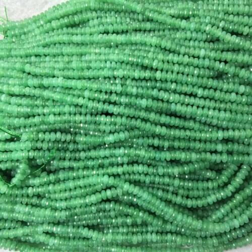 Trendy green natural stone abacus faceted 2x4mm charms chalcedony jades loose beads vintage jewelry making finding 15 inch GE302