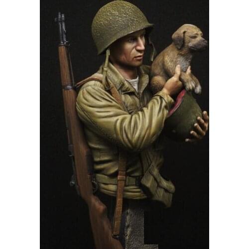 1/9 Resin Model Building Kit Bust Soldier and dog