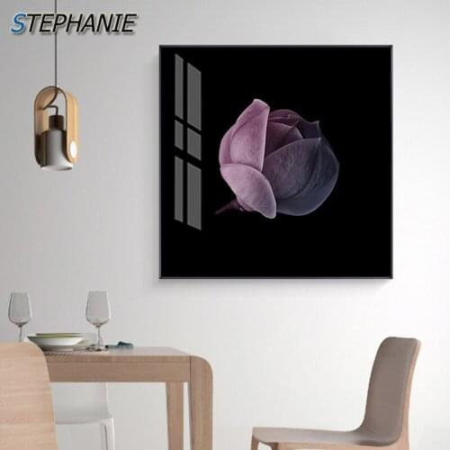 Abstract Blossoming Flower Wall Art Modern Sexy Girl Tableaux Purple Flower Canvas Art for Living Room Nordic Poster and Print