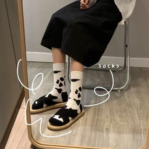 Cow Printed Socks Lovely Harajuku Japanese Style Cotton Women Trend Winter Warm Socks Calcetines Mujer Kawaii Socks