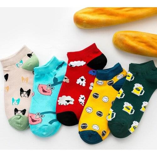 Unisex New for 2020 Cartoon Womens Socks Cotton with Calorful Fruits Woman Funny Socks for Spring Summer Japanese Korean Style